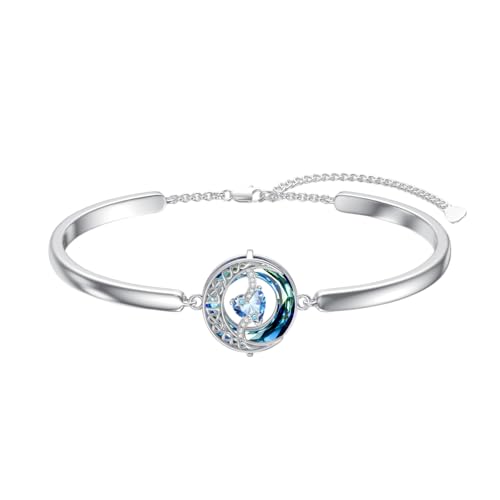 Bracelet pierre de naissance femme en argent 925 et cristal celtique premium
