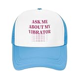 Ask Me About My Vibrator Collection Trucker Hats Funny Humor Joke Hat Adjustable Mesh Back Baseball Cap for Kids - Sky Blue