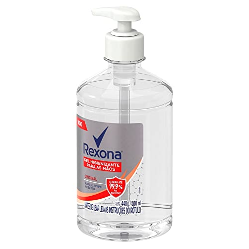 Álcool em Gel 70º INPM Antisséptico Higienizante para as Mãos Rexona Frasco 500ml Pump, Rexona