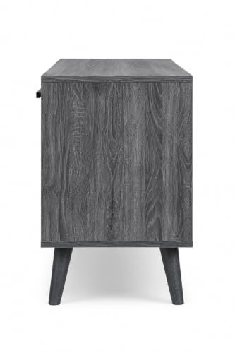 Image of Moku Engineered Wood TV Unit for Up to 75 Inch TVs | Modern Entertainment Center with Storage Cabinets & Open Shelves | Wooden TV Cabinet for Living Room | Grey Oak Finish
