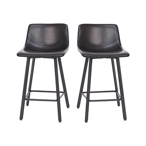 Flash Furniture Caleb Modern Armless 24 Inch Counter Height Stools Commercial Grade With Footrests And Matte Metal Frames, Set Of 2 #TOP2
