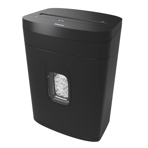 Staples 15-Sheet Cross Cut Paper Shredder for Home Office, P-4 Security, 20-Min Run Time, Shreds Paper/Credit Cards/CDs/DVDs, Quiet 65 dB, Auto Start/Stop, 5 Gallon, Black