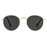 JOVAKIT Small Round Polarized Sunglasses for Women Men Classic Vintage Retro Frame UV Protection (Go