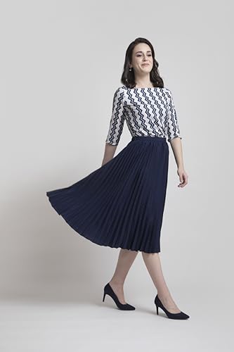 Image of FableStreet Women Skirt Casual & Festive | Elegant Flared Fit High Rise Knife Pleats All-Over Floral Print | Wrinkle-Resistant Woven Fabric for Summer & Outings