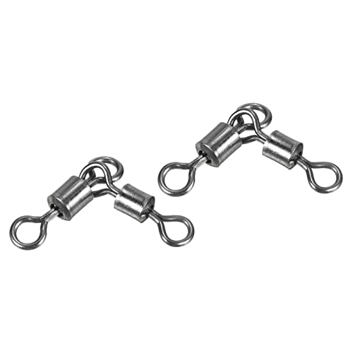PATIKIL 3 Way Swivel, 20Pcs 84lb Copper Fishing Cross Line T-Turn Terminal Tackle, Black