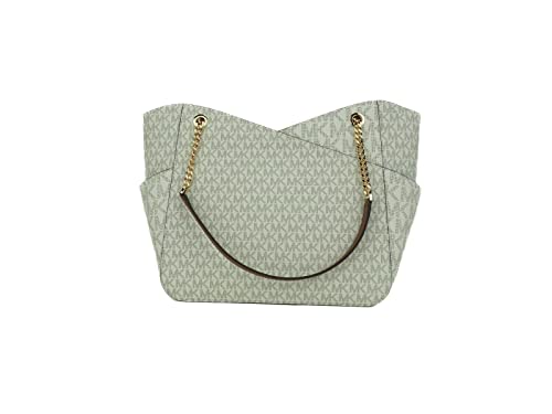 Michael Kors Bolsa de ombro de corrente grande Jet Set Travel Baunilha logotipo assinatura MK, Bauni