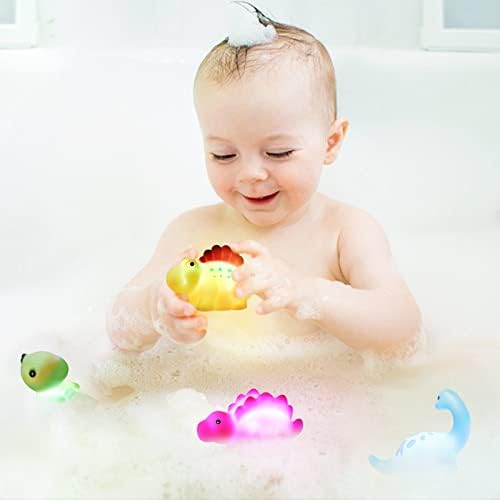 ZOYLINK 6PCS Dinosaur Bath Toys Light-Up 6 Packs Floating Bath Toys Set for Baby Toddlers Kids in Birthday Easter Christmas Shower Pool Bath Toys Boys Girls Children Preschool Bathtub Bathroom