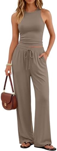 Trendy Queen Women's Summer 2 Piece Lounge Set Tank Top Wide Leg ...