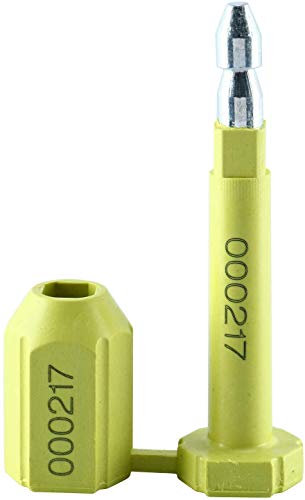 Amarine Made Bolt Seal (100) Shipping Seal With Print Progressive Numbering For Cargo Containers And Truck Trailers, Cargo Container Seals Yellow (100) #TOP6