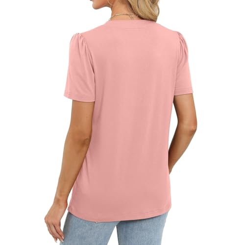 V Neck Button Up Solid Color Casual T Shirt Long Sleeve T Shirt Tee (RD2, XXL)