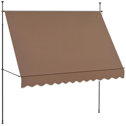 Outsunny Manual Retractable Awning, 118" Non-Screw Patio Sun Shade Shelter
