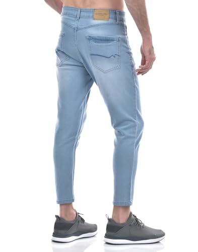 Image of Numero Uno Men's Dark Blue Tappered Fit Cropped Sustainable Jeans