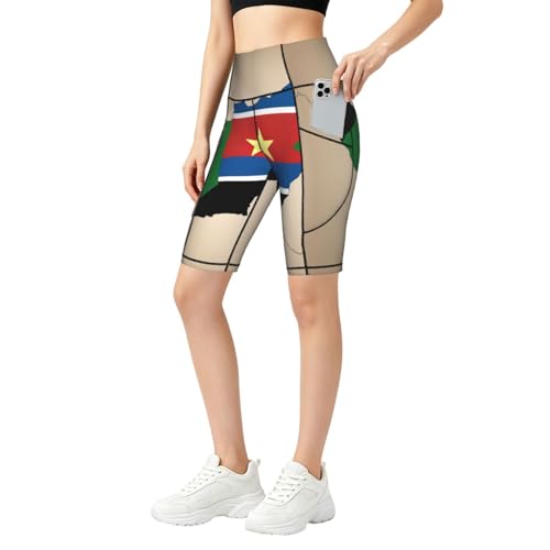 Short de sport taille haute avec poches pour smartphone et fitness