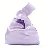 Anopo Bolso Pequeño de Satén con Lazo para Mujer Clutch Elegante para Noche Bandolera con Pulsera Saco Tote Grande Lila Claro
