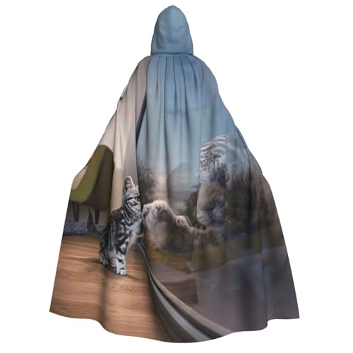 Cape à capuche chat tigre réfléchissant pour fête de Noël et cosplay
