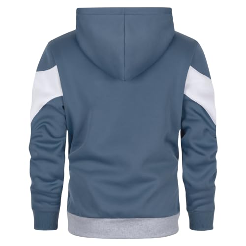 Image of DUOFIER Men's Hoodies Zip Front Sweatshirt Color Blocking Hooded