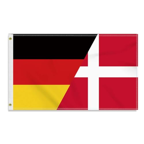 Große 90×150 CM Deutschland Dänemark Flagge, großes 150D Deutsch Dänisch Freundschafts banner,Strapazierfähige Deutschlandfahne Doube-Seitendruck Dekor Messingösen large Denmark