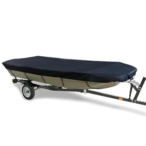 YSMN Boat Cover Replacement for Jon Boats 14ft Heavy Duty Marine Grade Trailerable Black