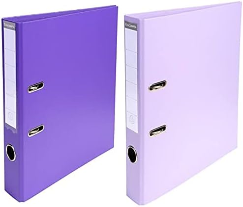 Exacompta - Ref 53557E - Prem'Touch PVC Lever Arch File - 320 x 290mm in Size, 2 Rings, Can Hold A4 Documents, 50mm Spine, 55mm Rings, FSC-Certified - Dark Purple Cover