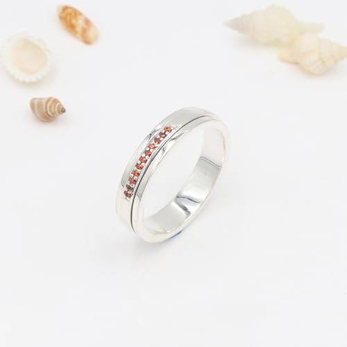 Bague de méditation en argent 925 et grenat pour retrouver la paix - 3