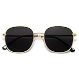 SOJOS Classic Square Sunglasses for Women Men with Spring Hinge AURORA SJ1137 with Gold/Grey