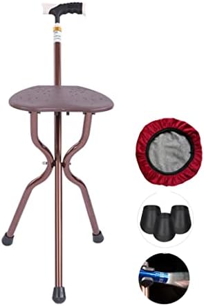 Cane with Seat Sturdy Wide Seat Adjustable Height with LED Light Fluffy Cushion for Elderly Travel Walking Aids Stick Chair Light Hold 350 lbs