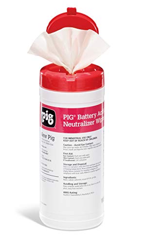 Battery Acid Wipes | 30 Cleaner and Neutralizer Wipes by New Pig | White