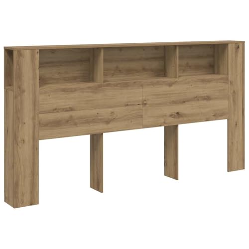 vidaXL Bett-Kopfteil mit Ablagen Artisan-Eiche 200x18,5x102,5 cm, Bett-Kopfteil, Bett-Schrank, Bücherregal-Kopfteil, Bett-Kopfteil-Schrank