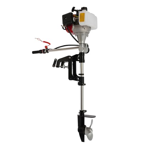 52CC 2.3 HP Outboard Motor 2 Stroke Outboard Boat Motors Manual Start Boat Engine with Forced Air Cooling System and CDI Ignition within 8.2Ft Boats for Fishing Aquaculture