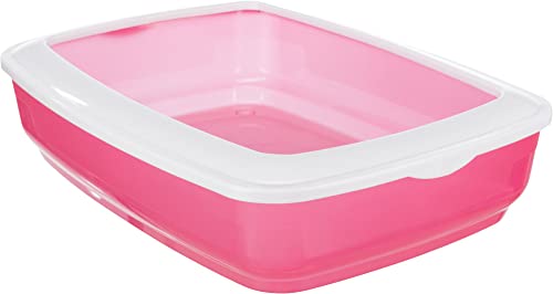 Image of Trixie: - Brisko Cat Litter Tray with Rim | Lightweight and Easy to use | Perfect Starter for Toilet Training Kittens | Keeps The Surrounding Area Clean and Tidy | Assorted Colours - 20 x 15 x 4 inch