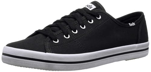 Keds Kickstart Lace Up, Sneaker Womens, Black Canvas, 7 Medium