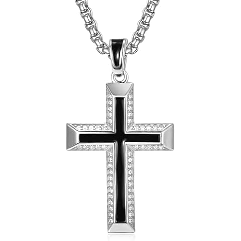 ADMETUS Cross Necklace for Men Sterling Silver Cross Chain Necklace Cross Pendant Jewelry Gifts for Men Cover