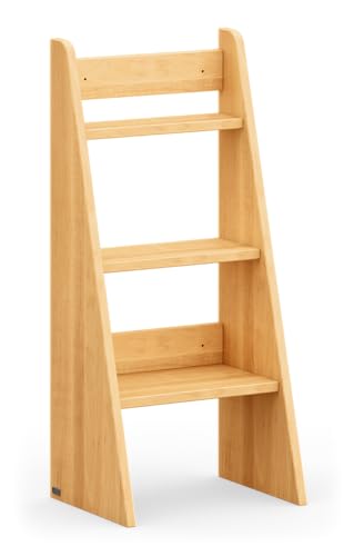 Original Treppenleiter von BioKinder® | Leiter für Wickeltisch Trittleiter für Kinder aus Bio Erlen-Massivholz, natürlich geölt | 90 x 40 x 31 cm