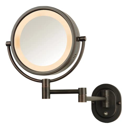Jerdon Two-Sided Wall-Mounted Makeup Mirror With Halo Lighting -...