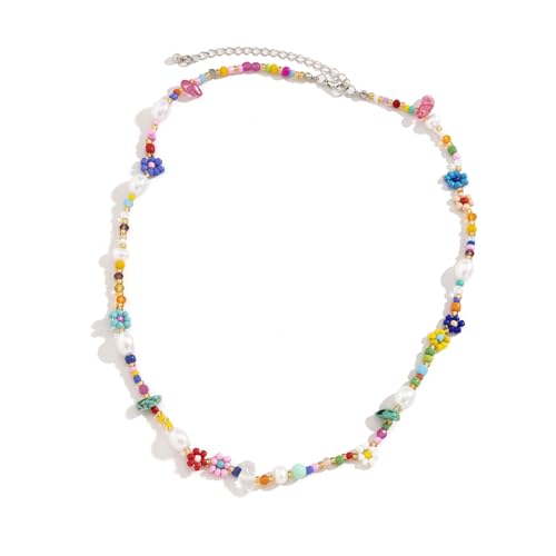 HDOYTXXM Elegante collar de perlas multicolores resistente decorado con perlas de imitación, accesorios de joyería para mujer, joyería elegante con perlas