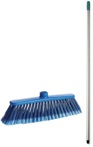 Fercasashop Scopa Blumarea, Pulizia Pavimenti - Piastrelle, Calcestruzzo, Naylon, Colore Blù, Professionale, per Hotel e Ristoranti completa di manico in alluminio cm.140 (1)