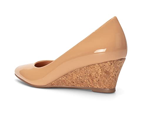 SAMMITOP Women's Wedge Heel Pumps Closed Pointy Toe Slip On Shoes Comfortable Office Wedge Classic Walking Wedding Dress Shoes3