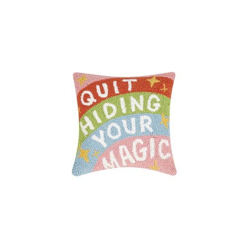 Peking Handicraft Quit Hiding Your Magic, Hook Pillow, Wool and Poly Velvet