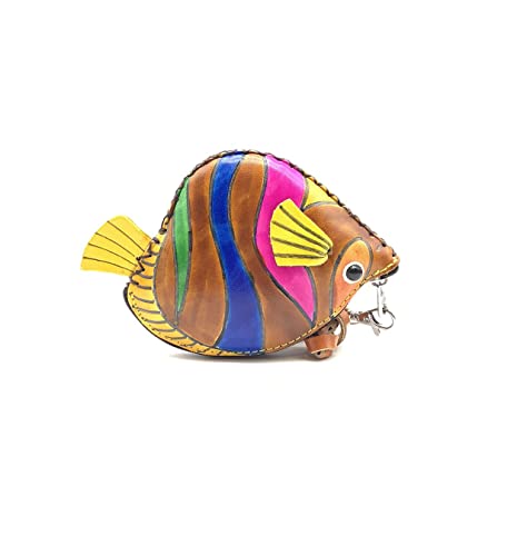 Genuine Leather 3D Butterfly Fish Coin Purse with removable wrist strap - A2