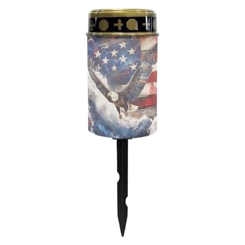 Vanideaoty Eagle Flag Solar Lights for Outside Waterproof Cemetery Solar Lights for Grave Dad Outdoor Lighting Cover