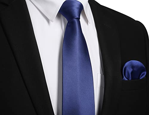 Image of Enlision Mens Ties Solid Color Satin Necktie Ties for men Handkerchief Cufflinks Pocket Squares for Wedding