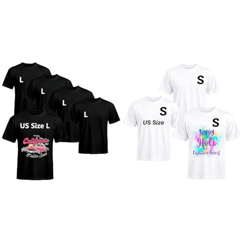 Joyclub Bundle of 5 PCS Black Blank t Shirts and 3 PCS White Polyester T Shirts
