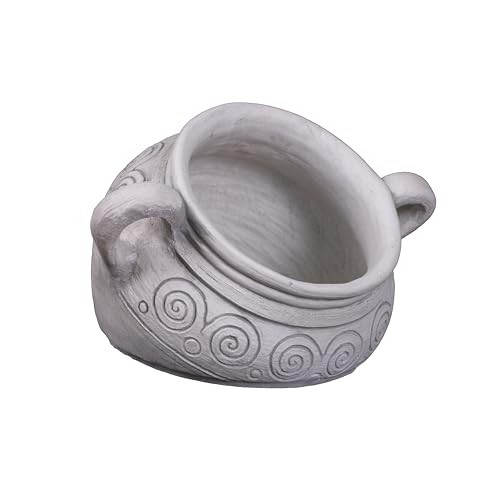 gartendekoapradies.de Dekorative Garten-Amphore mit Spiralrelief, 30 cm Höhe, 45 cm Breite, Grau, Steinguss, 8 Liter, 15 kg, frostsicher für Außenbereich