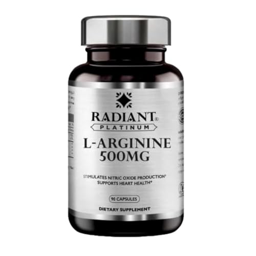Radiant Platinum L-Arginine 500 Mg | Stimulates Nitric Oxide Production | Supports Heart Health & Improves Endurance | Helps Wound Healing & Muscle Growth| 90 Capsules
