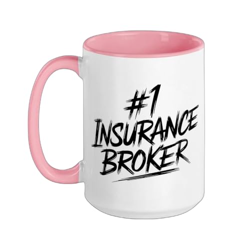 Insurance Broker Ceramic Mug, Pink/White, 15oz