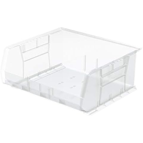 Akro-Mils 30250 AkroBins Plastic Storage Bins, Space-Saving Stackable Bins, Garage Organization Bins, Closet, Classroom Organization, Craft Storage, 15-Inch x 16-Inch x 7-Inch, Clear, 6-Pack Cover