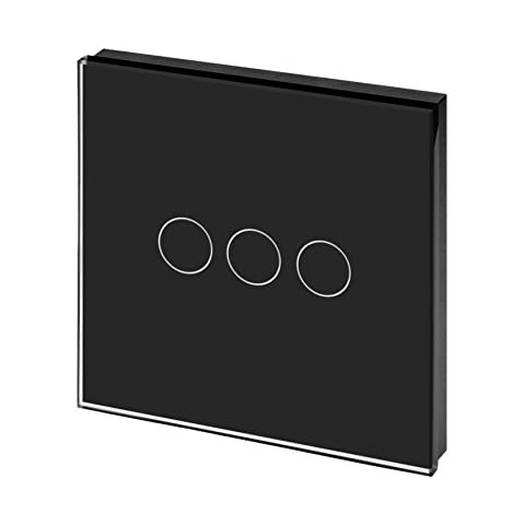 JSG Accessories® Black Glass 3 Gang 1 Way LED Touch Wall Panel Light Switch Cover
