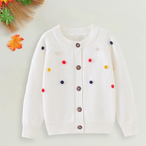 sfdgfhyf Girls and Toddler's Long Sleeve Cable Knit Cardigan Sweater Kids Crewneck Button Up Sweater Jacket3