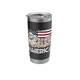 Trump President 45th Rushmore Mount American Flag 4th July Stainless Steel Insulated Tumbler
