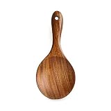 4. Color: madera natural Cuchara de arroz de madera Cuchara de paleta de arroz Cuchara de cocina de madera Cucharón cucharada Cuchara de servir Cuchara grande Utensilios de cocina de madera Vajilla Tratamiento práctico